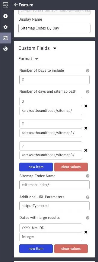 Sitemap Index by Day Configuration