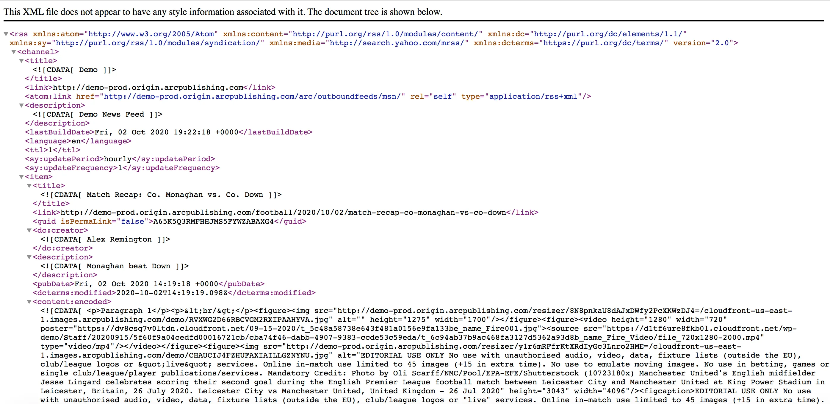 MSN RSS XML file
