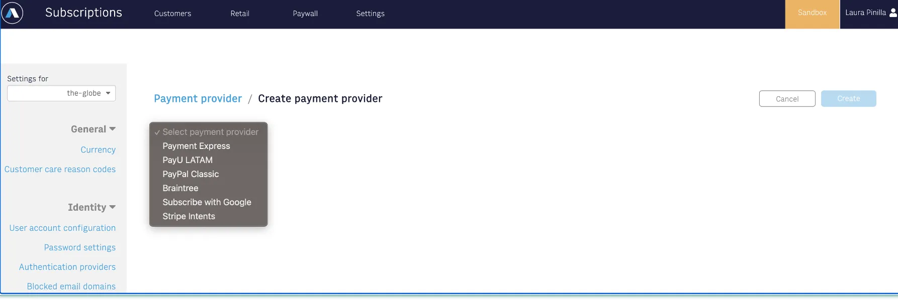 Adding Payment Provider Screenshot