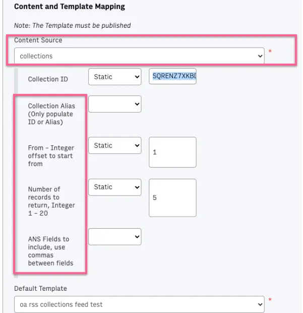 content and template mapping example