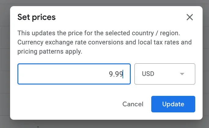 Set Prices for a Region