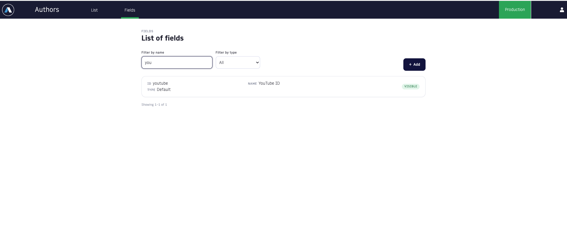 list of fields filter by name
