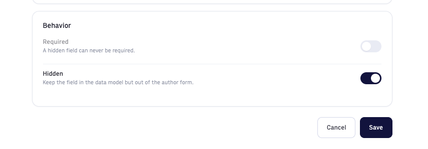 hidden and required options
