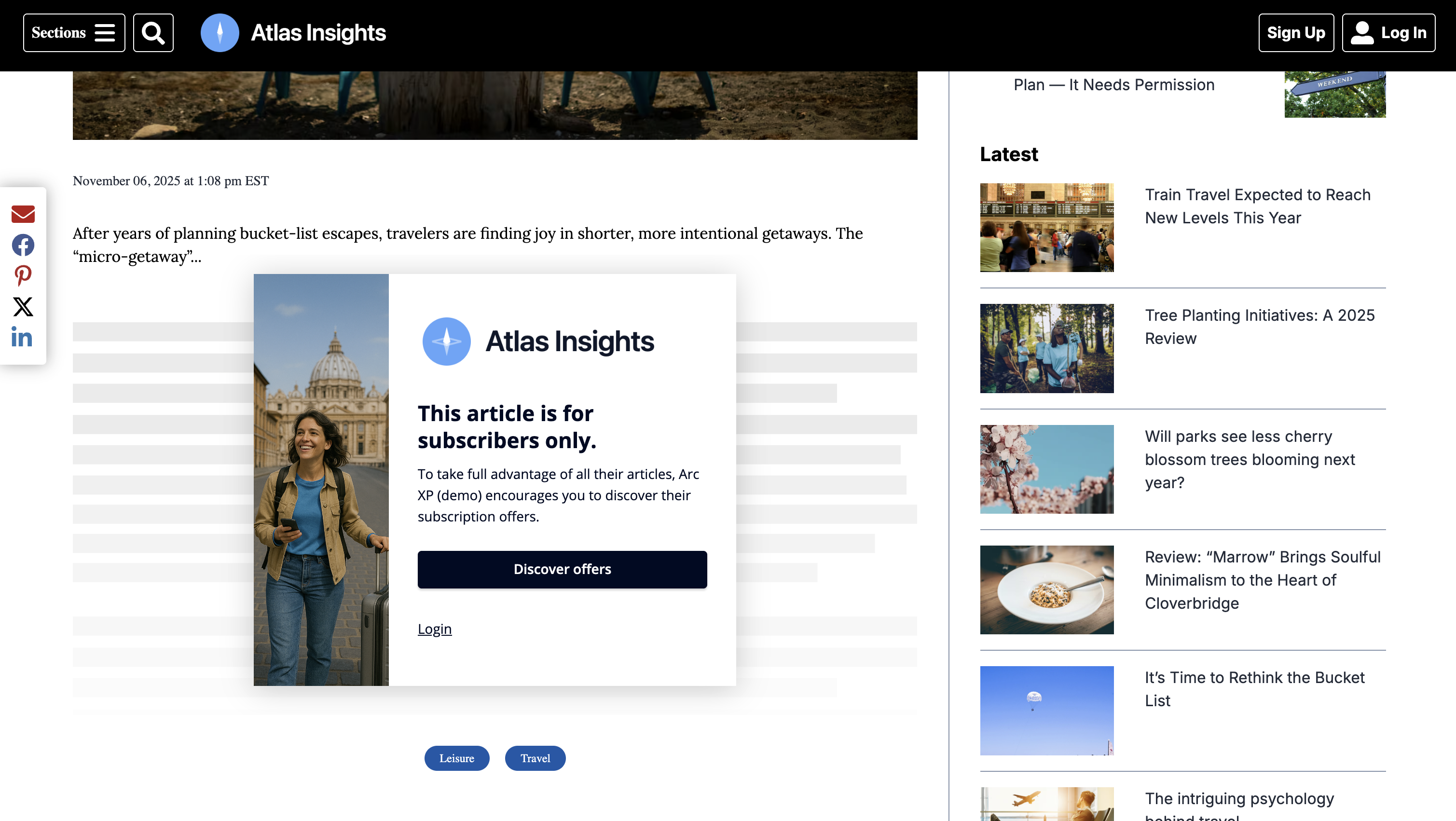 Poool paywall example integrated in Arc XP
