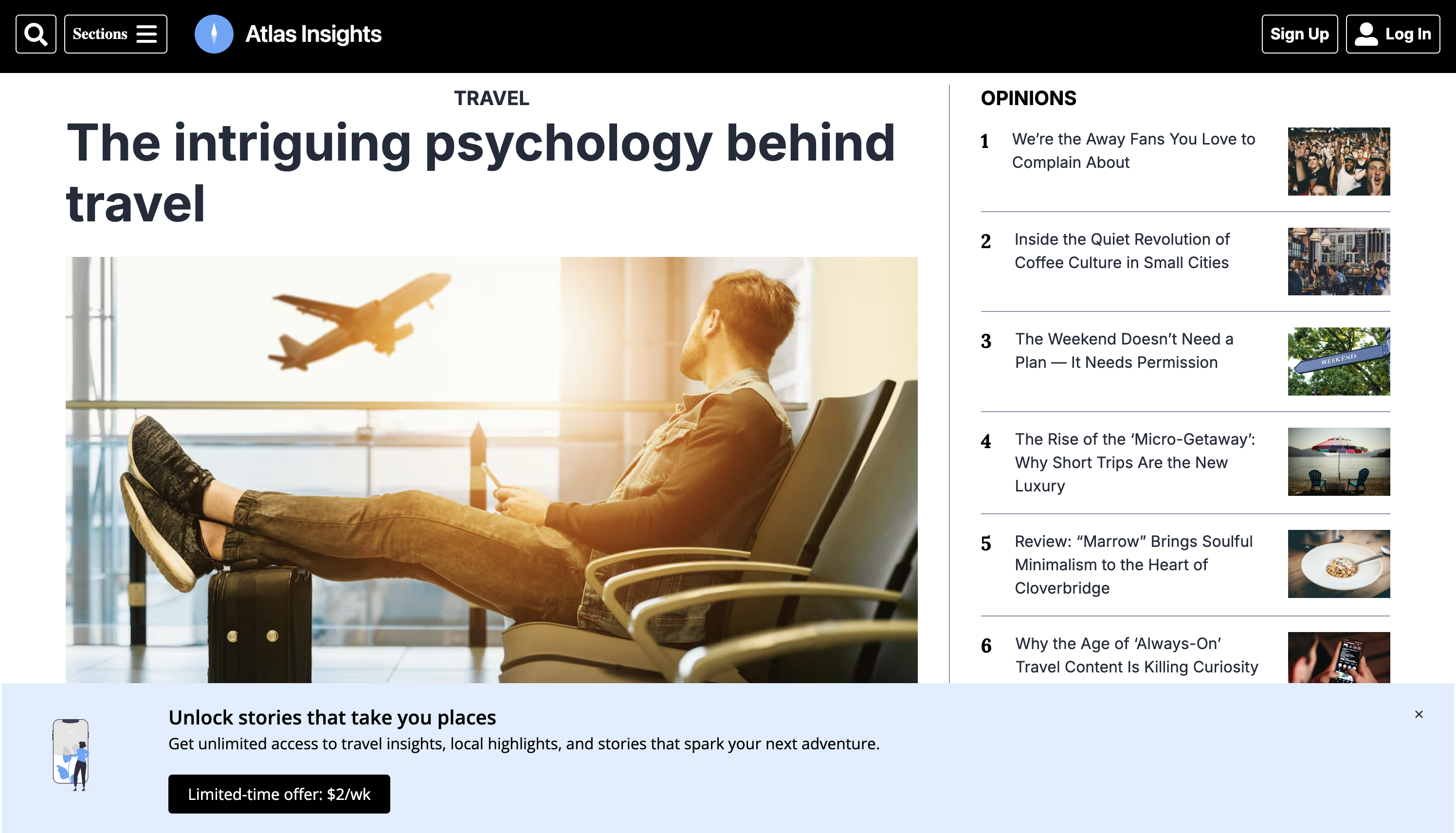 Homepage engagement offer banner example integrated in Arc XP