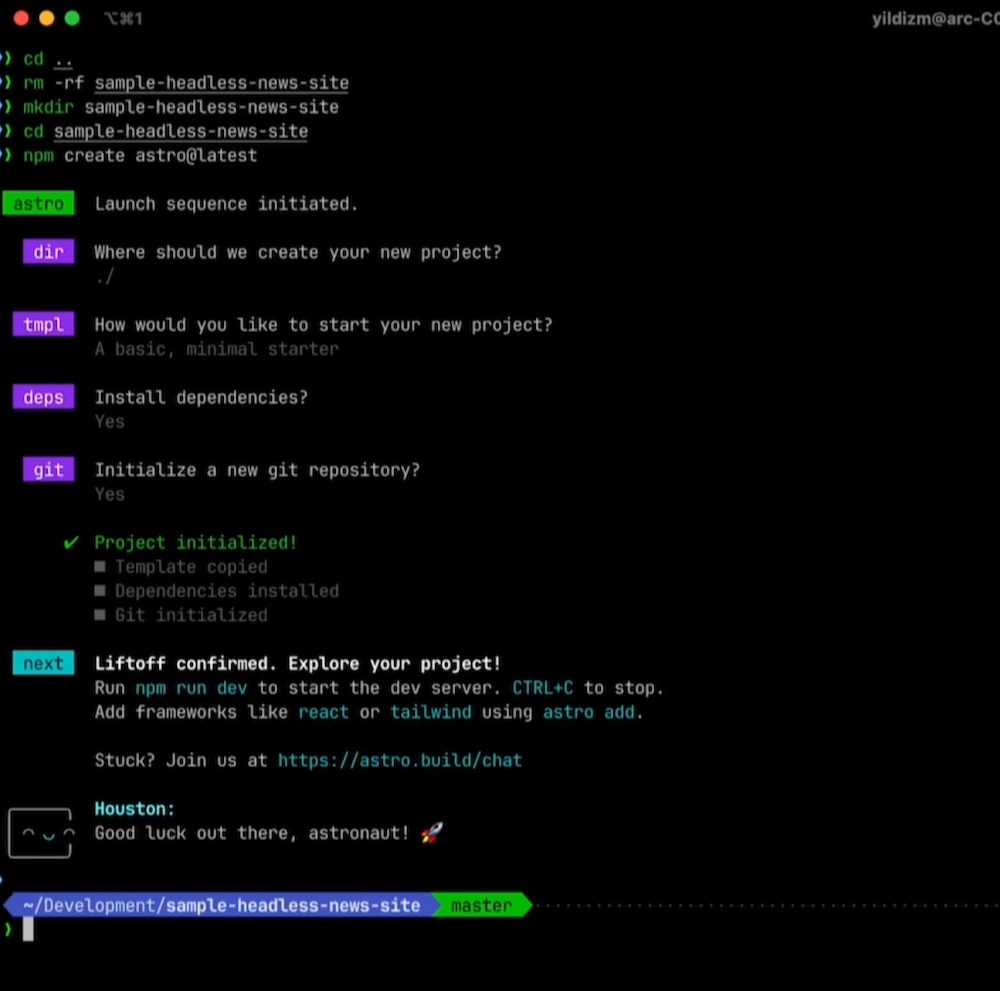 Astro CLI Init