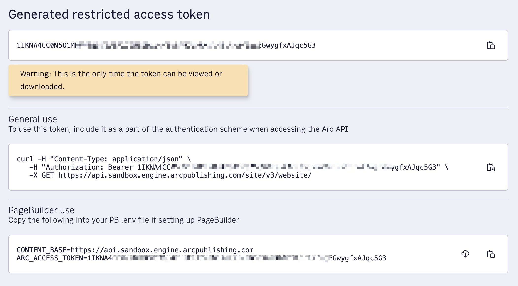 Generated Restricted Access Token