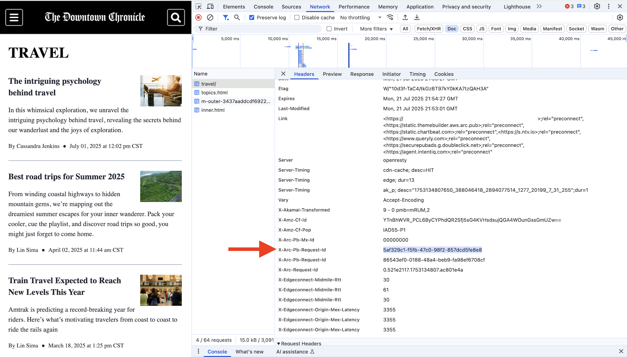 PageBuilder Engine Logs Request ID