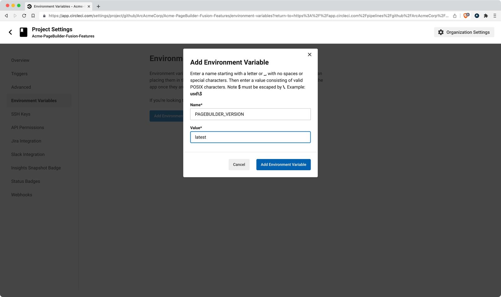 Add Environment Variable