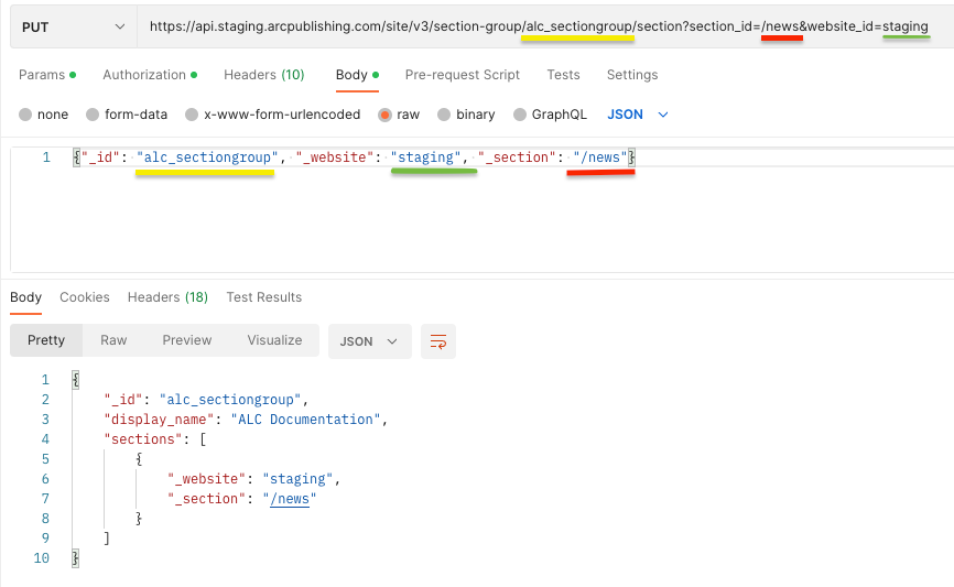 Adding Sections to Section Groups