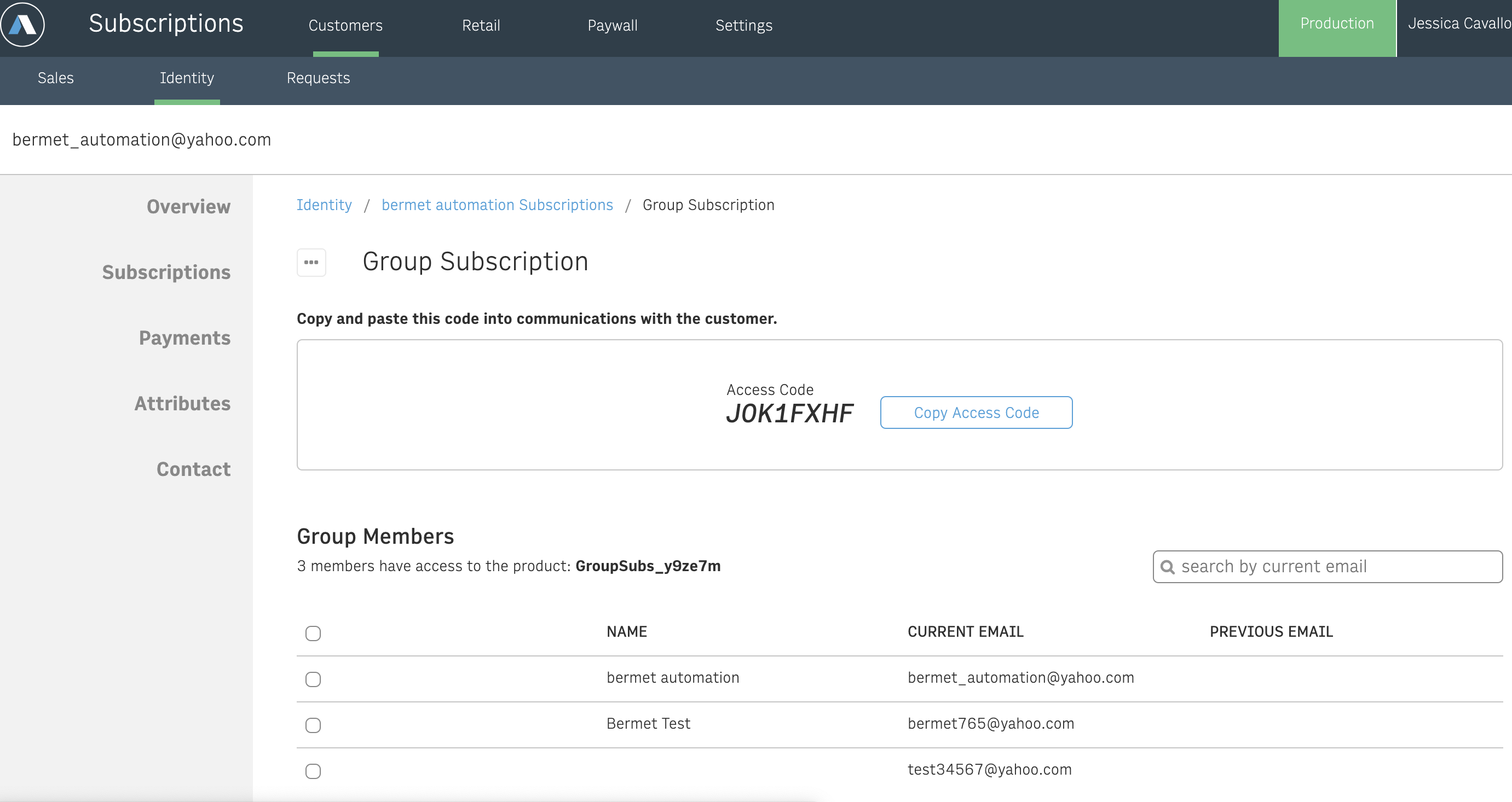 Group Subscription management settings