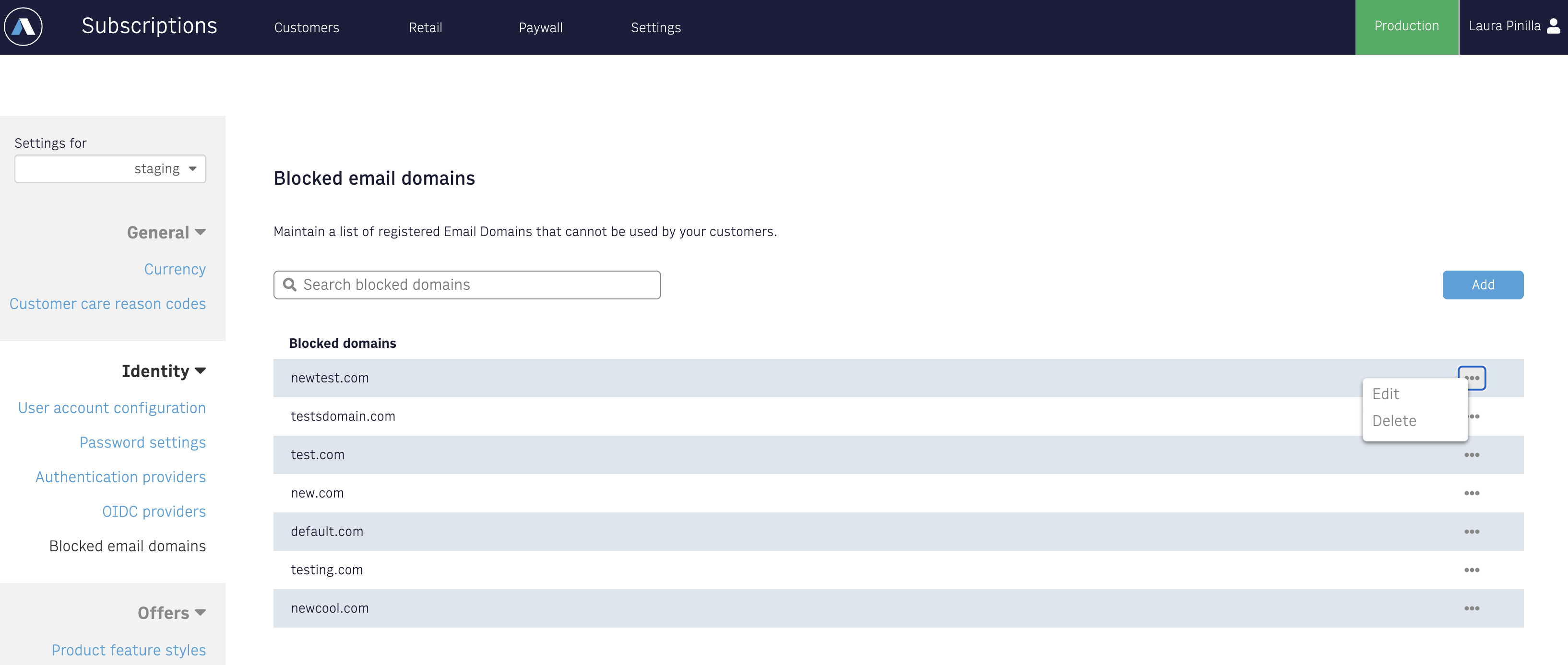 Blocked email domains