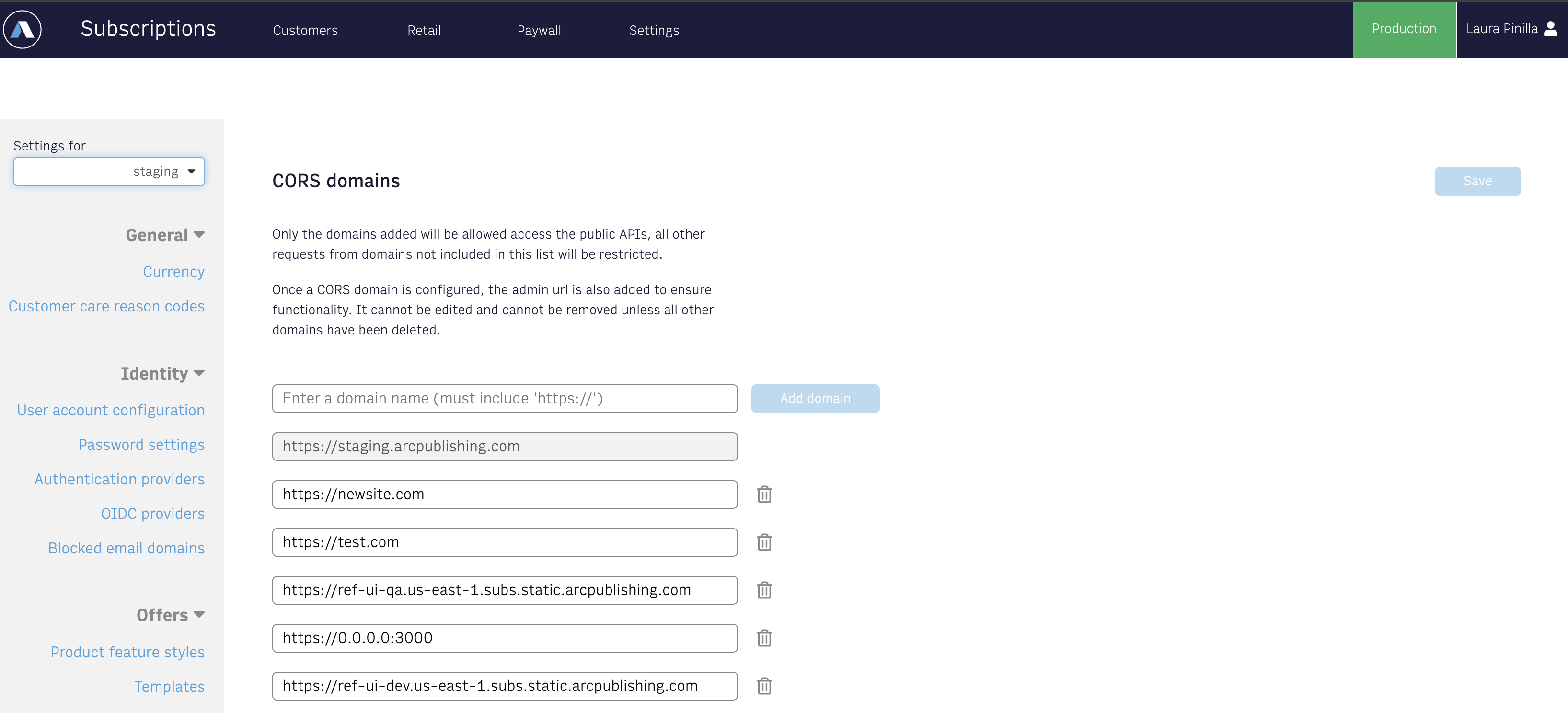 CORS Domains