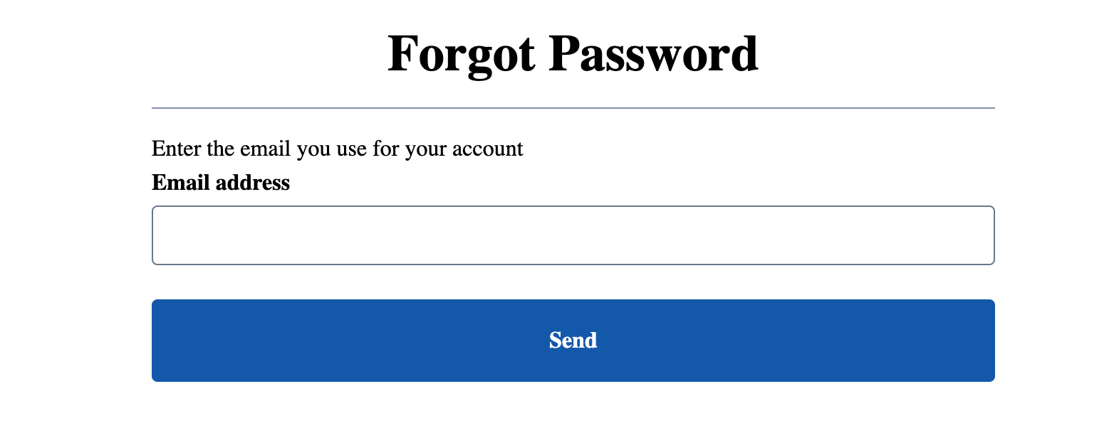 Identity Forgot Password