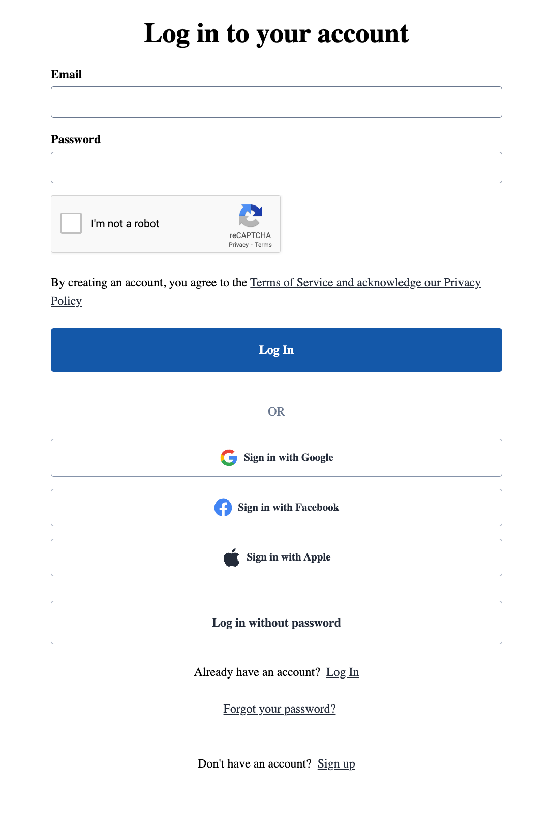 Identity Login Links Example