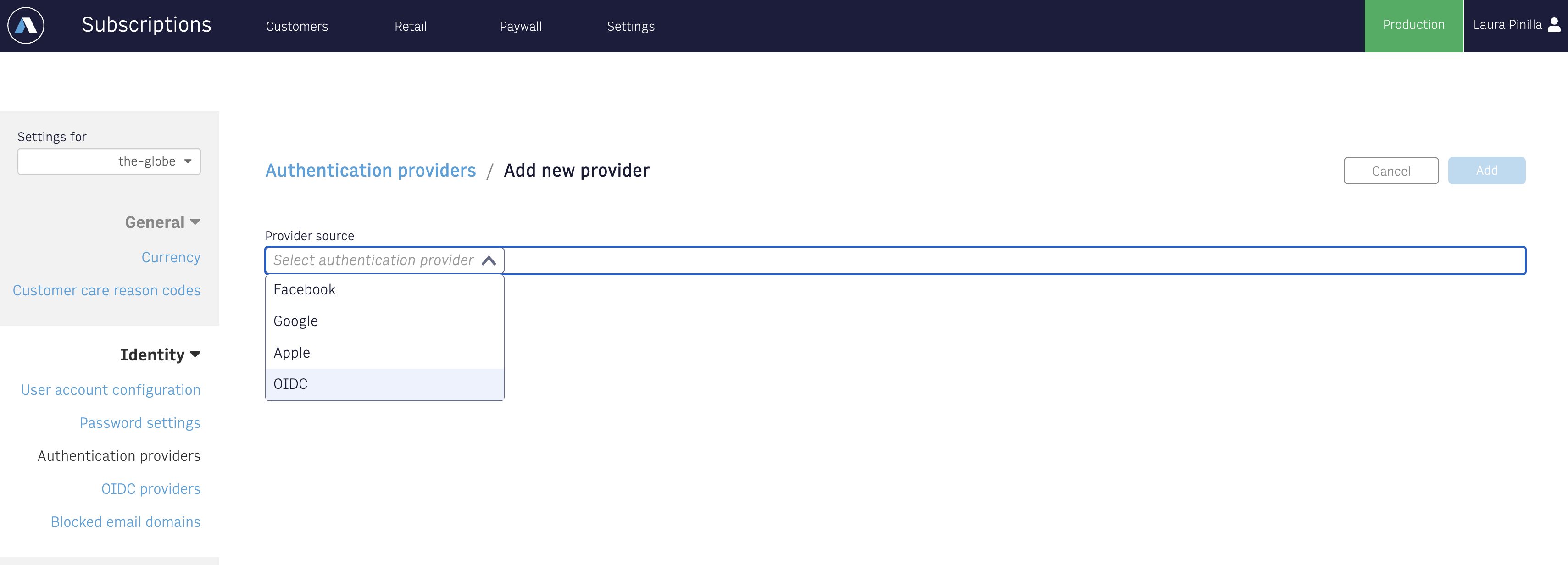 Configure Third-party authentication providers