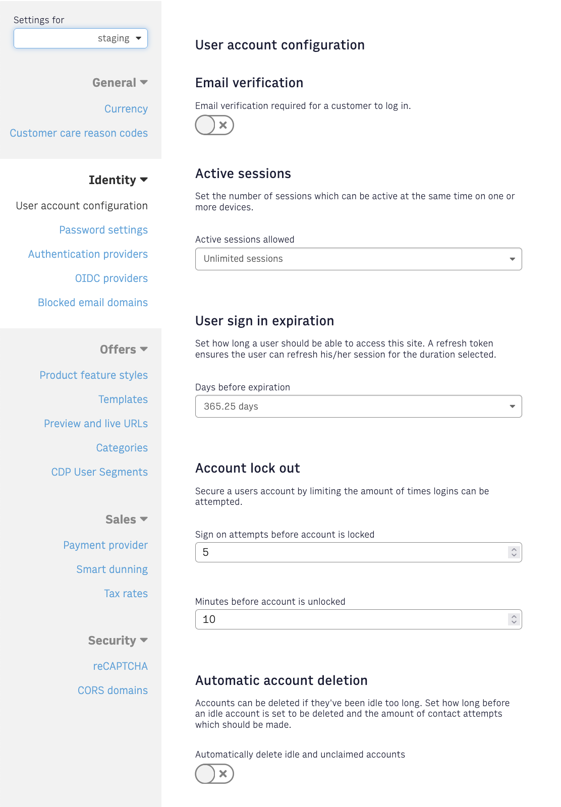 User Account Configuration Screenshot