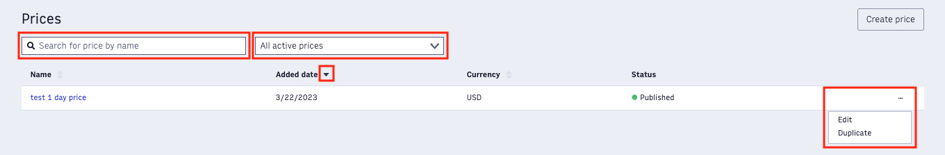 price-functionalities