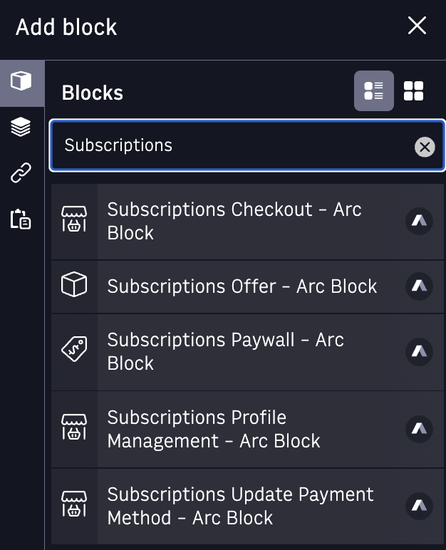 Subscriptions Blocks in PageBuilder